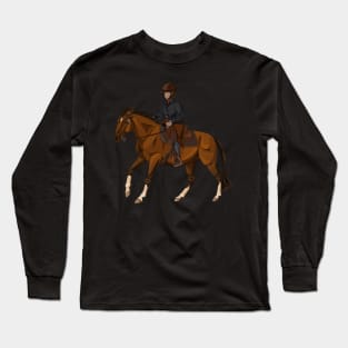 Bay Ranch Riding Horse in Lope with Chrome Long Sleeve T-Shirt